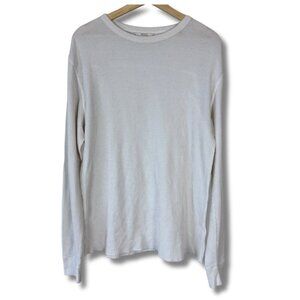 AYR Men's Shirt Waffle Knit Long Sleeve Thermal Pullover Oyster White Large